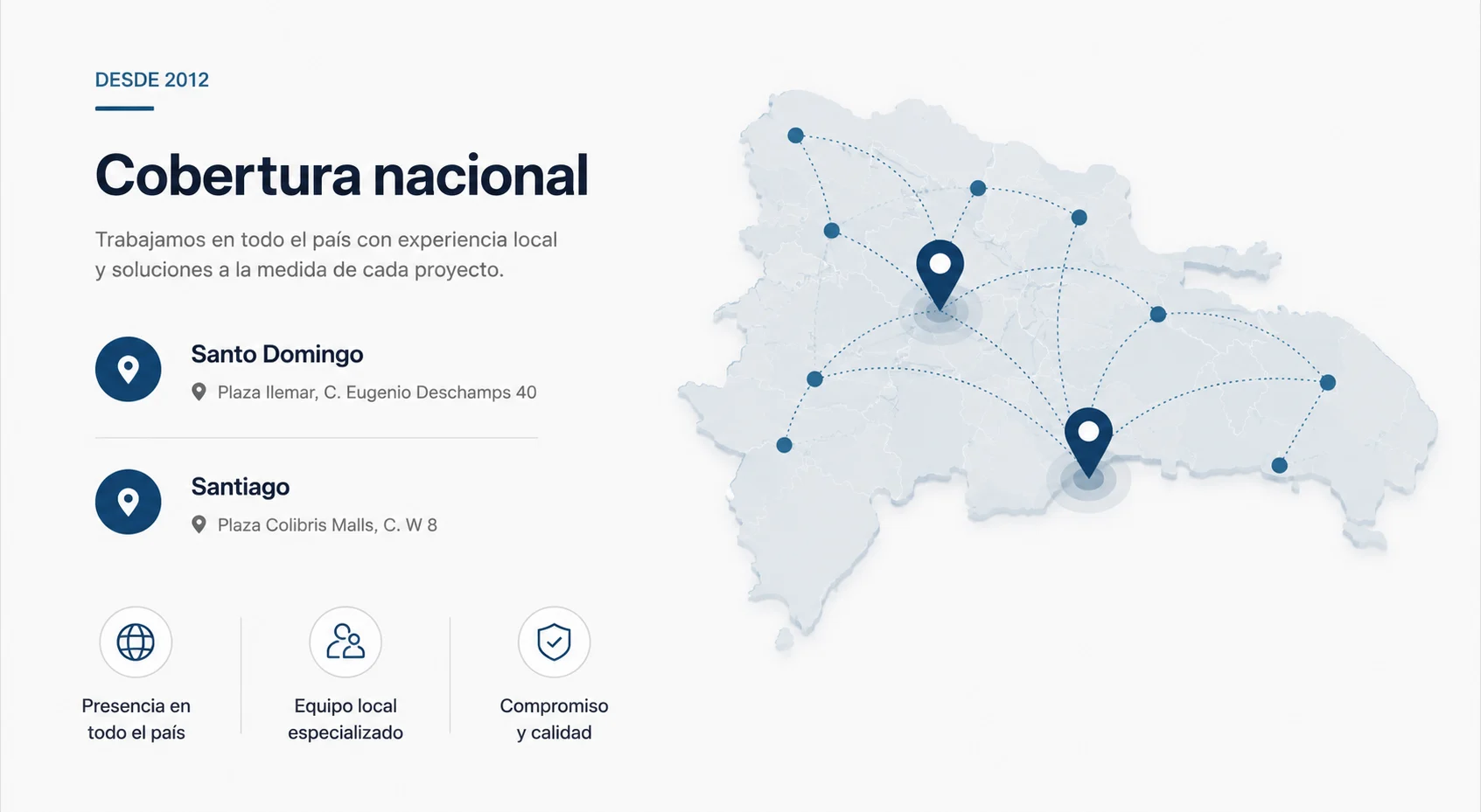 Mapa de cobertura nacional TMT en Rep&uacute;blica Dominicana